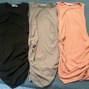 Sleeveless Ruched Maternity Tank Tops - Black, Gray, and Pink
